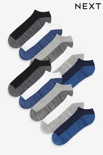 Black/White/Grey 10 Pack Cushioned Trainers Socks (K80026) | £22