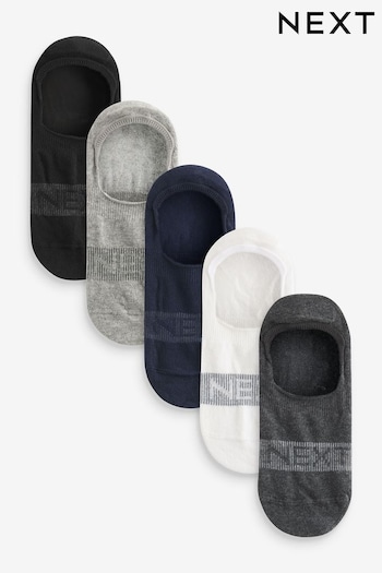 Grey/Black/White 5 Pack Invisible Trainers Socks (K80037) | £10