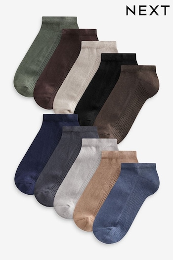 Neutral Texture 10 Pack Trainer Socks (K80048) | £20