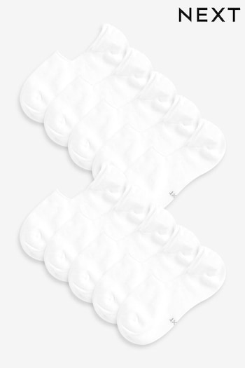 White 10 Pack Invisible Trainers Socks (K80050) | £16
