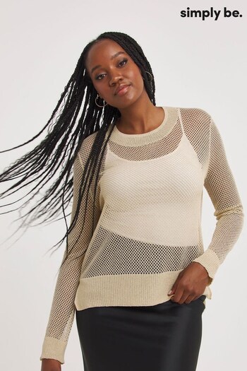 Simply Be Cream Hole Knit Jumper (K80064) | £28