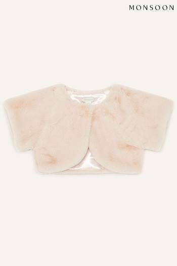 Monsoon Pink Faux Fur Shrug (K80074) | £32 - £36