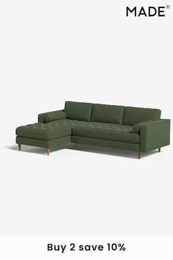 MADE.COM Matt Velvet Grass Green Scott Right Hand Facing Corner Sofa (K80084) | £1,775