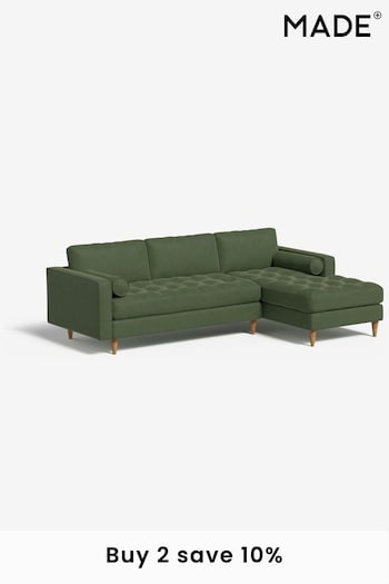 MADE.COM Matt Velvet Grass Green Scott Left Hand Facing Corner Sofa (K80085) | £1,775