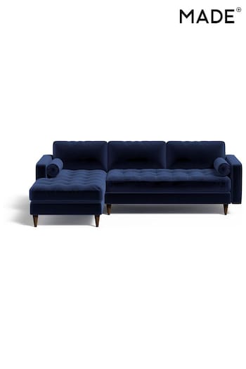MADE.COM Matt Velvet Navy Blue Scott Left Hand Facing Corner Sofa (K80086) | £1,775