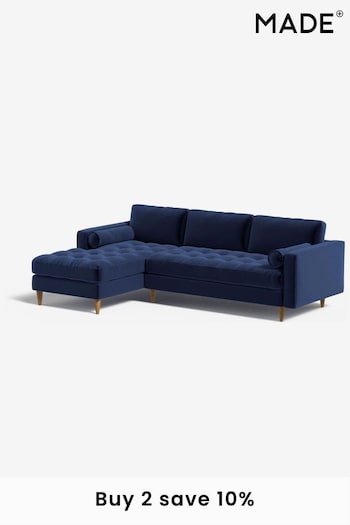 MADE.COM Matt Velvet Navy Blue Scott Right Hand Facing Corner Sofa (K80087) | £1,775