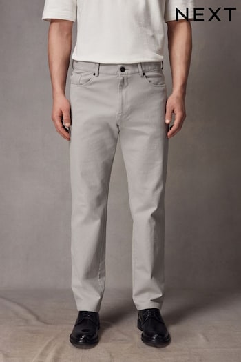 Grey Straight Fit Textured Jean Style Trousers With Stretch (K80105) | £30