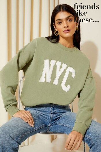 Skirts & Shorts Khaki Green Long Sleeve Crew Neck Slogan Sweatshirt (K80152) | £30