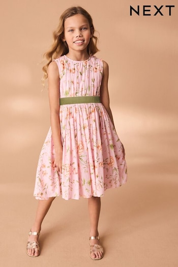 Pink Printed Cotton Prom Dress (3-12yrs) (K80196) | £28 - £32