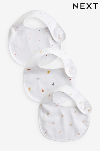 White Anmals 100% Cotton Baby Printed Bibs 3 Pack (K80206) | £7