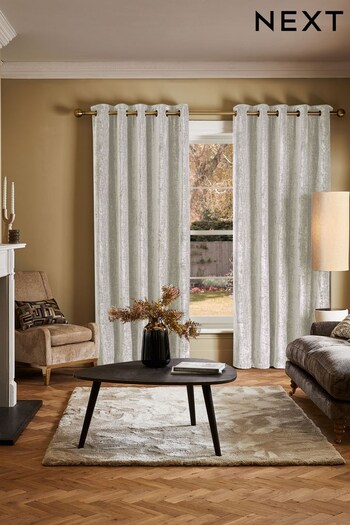 Oyster Natural JuzsportsShops Collection Luxe Plush Chenille Lined Eyelet Curtains (K80230) | £100 - £225