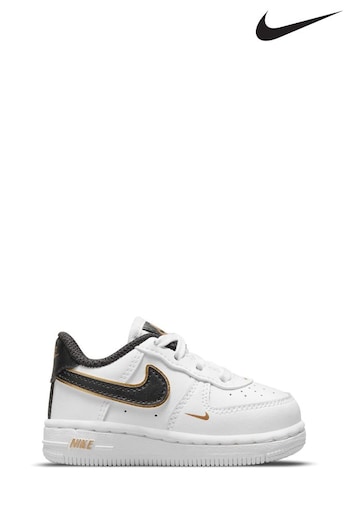Nike veis White/Black/Gold Air Force 1 Trainers (K80247) | £50