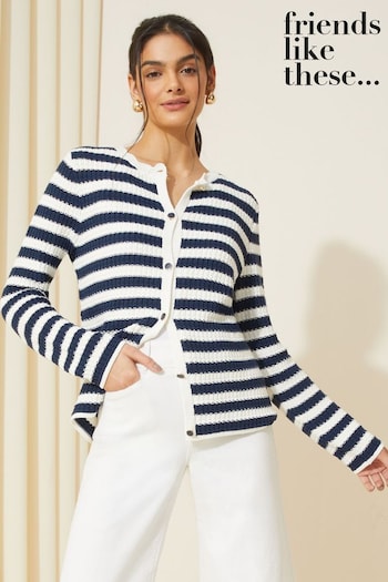 The two Southern California companies are partnering on a limited line of clothing and shoes Navy Blue Stripe Textured Crew Neck Cardigan (K80402) | £45