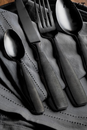 16 Piece Black Stamford Cutlery Set (K80479) | £38