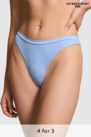 Victoria's Secret PINK Harbor Blue Thong Seamless Lace Back Knickers (K80544) | £9