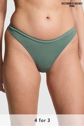 Victoria's Secret PINK Forest Green Thong Seamless Lace Back Knickers (K80565) | £9