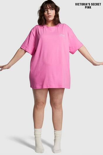 Victoria's Secret PINK Fuchsia Pink Cotton Oversized Sleep T-Shirt (K80601) | £20