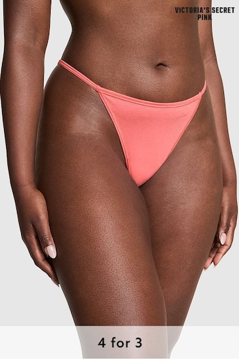 Victoria's Secret PINK Crazy For Coral Pink G String Cotton Knickers (K80607) | £9