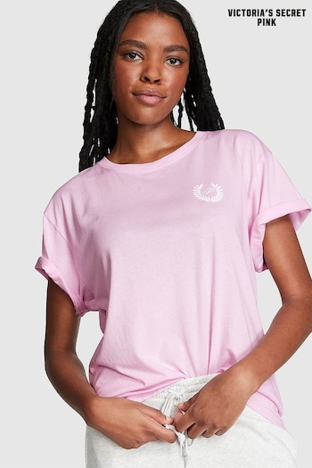 Victoria's Secret PINK Spring Orchid Pink Short Sleeve Oversized Campus T-Shirt (K80609) | £26
