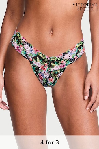 Victoria's Secret Black Tropical Thong Posey Lace Knickers (K80654) | £9