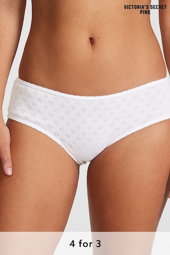 Victoria's Secret PINK Optic White Pointelle Cheeky Cotton Knickers (K80657) | £9