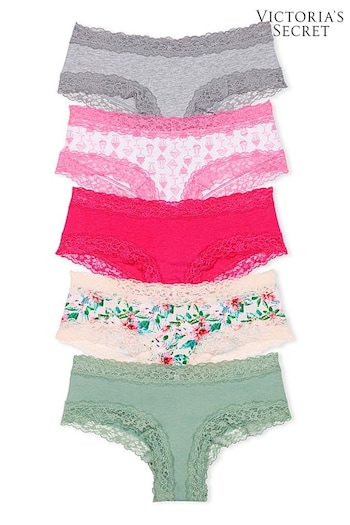 Victoria's Secret Grey/Pink/Nude/Green Cheeky 5 Multipack Knickers (K80661) | £25