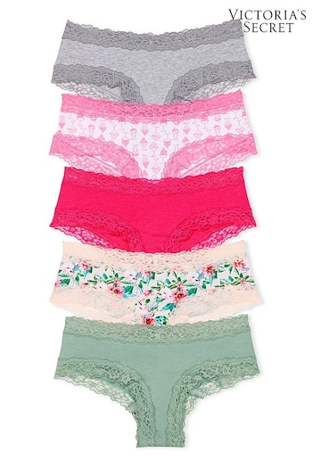 Victoria's Secret Grey/Pink/Nude/Green Cheeky Cotton Knickers Multipack (K80661) | £25