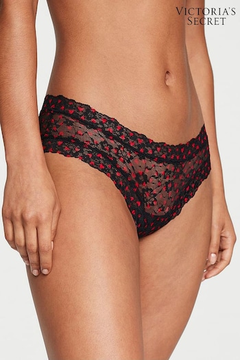 Victoria's Secret Black Whimsy Hearts Cheeky Posey Lace Knickers (K80665) | £9