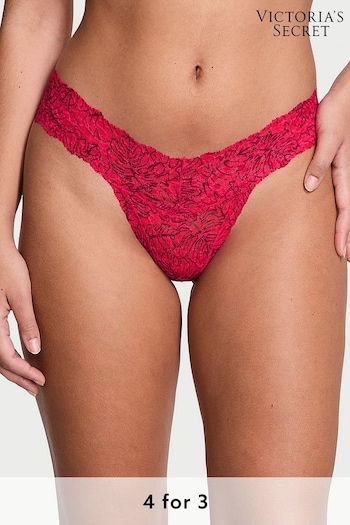 Victoria's Secret Hottie Pink Palm Leaf Thong Posey Lace Knickers (K80689) | £9