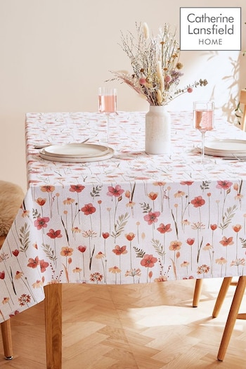 Catherine Lansfield Natural Harvest Flowers Cotton Wipe Clean Tablecloth (K80831) | £20 - £24