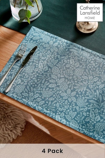 Catherine Lansfield Green Majestic Stag Cotton 4 Pack Table Placemat (K80847) | £20