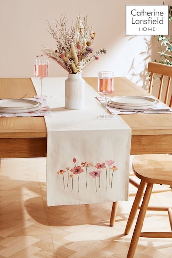 Catherine Lansfield Natural Harvest Flowers Cotton Table Runner (K80848) | £12