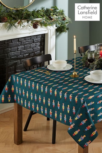 Catherine Lansfield Green Christmas Nutcracker Cotton Wipe Clean Table Cloth (K80861) | £20 - £24
