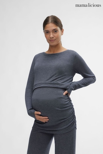 Mamalicious Grey Maternity Lightweight Knitted Jumper With Nursing Function (K80904) | £38