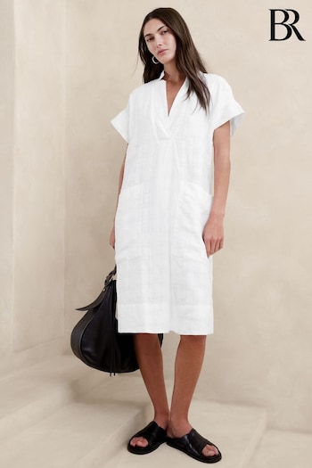 Banana Republic White Laurel Linen Cotton Utility Dress (K80979) | £120