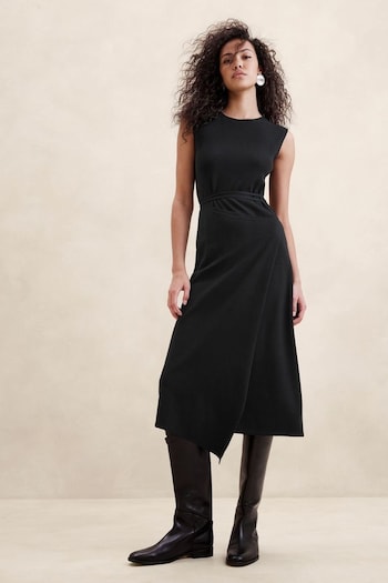 Banana Republic Black Cece Knit Wrap Schouler Dress (K81096) | £130