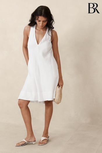 Banana Republic White Ava Linen Mini Dress (K81132) | £115