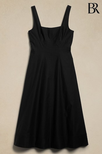 Banana Republic Black Natalia Square Neck Midi Dress (K81133) | £175