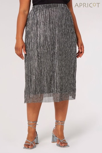 Apricot Silver Plisse Midi Skirt (K81137) | £35