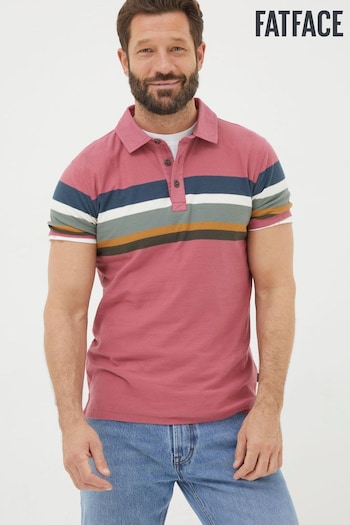 FatFace Pink Perranporth Chest Stripe hoodie Polo Shirt (K81230) | £32.50