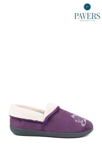 Pavers Purple Novelty Cat Slippers (K81292) | £22