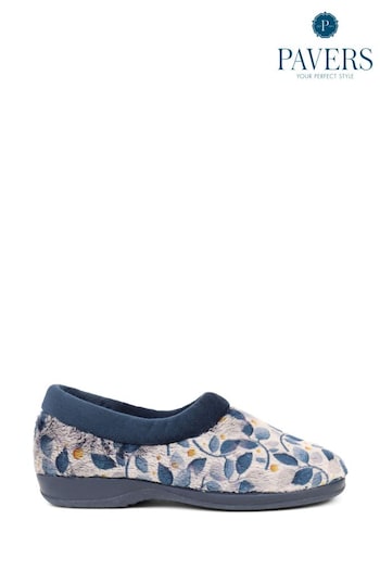 Pavers Blue Floral Slippers (K81301) | £25