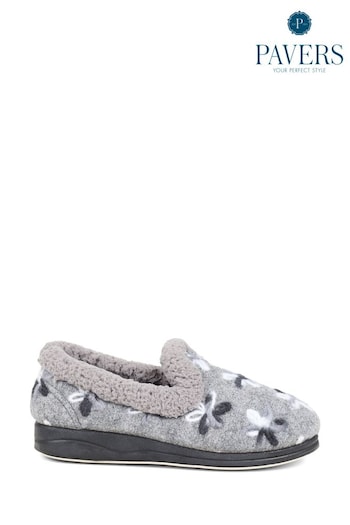 Pavers Grey Fleece Lined Slippers (K81309) | £25