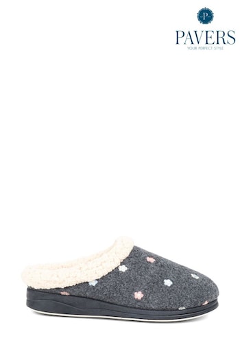 Pavers Grey Casual Full Slippers (K81320) | £22