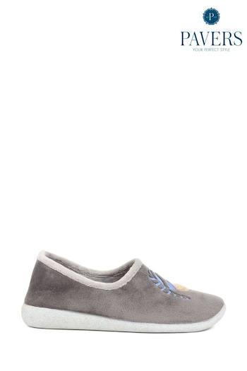 Pavers Ladies Grey Slippers (K81322) | £22