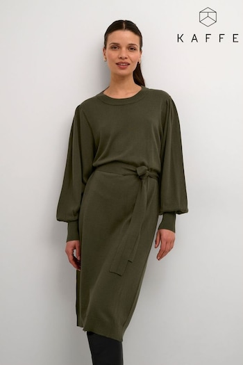 Kaffe Green Jess Long Sleeve Belted Knit from Dress (K81373) | £60