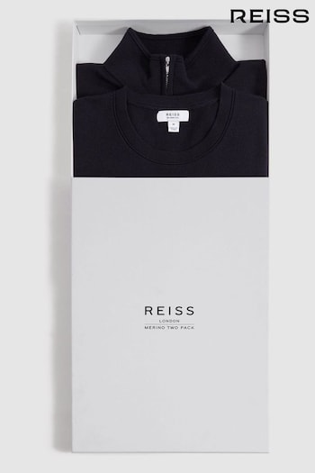 Reiss Navy Merino Mixer 2 Pack Pack of Two Merino Wool Tops (K81427) | £178