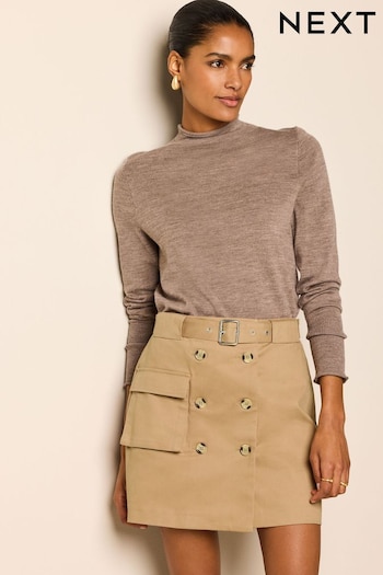 Brown Belted Mini Skirt (K81439) | £35