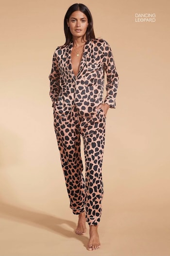 Dancing Leopard Cosmos Satin Long Leg Pyjama Set (K81452) | £35