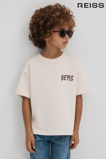 Reiss Ecru Abbott Junior Cotton Motif T-Shirt (K81465) | £18